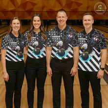 Load image into Gallery viewer, Black and White American flag Eagle Bowling shirt for men custom Patriotic Bowling Team League Jersey NQS11424
