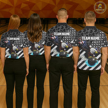 Load image into Gallery viewer, Black and White American flag Eagle Bowling shirt for men custom Patriotic Bowling Team League Jersey NQS11424