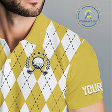 Load image into Gallery viewer, Yellow argyle pattern Beer Golf Polo Shirts For Men Custom My drinking team has a golfing problem NQS10863