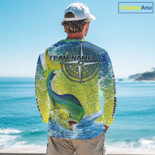 Load image into Gallery viewer, Personalized Mahi Mahi Fishing Shirts Green Scales Compass Performance Tournament Mahi Mahi Jerseys NQS11441