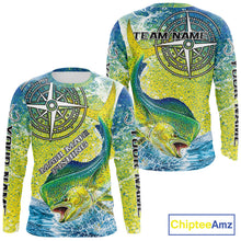 Load image into Gallery viewer, Personalized Mahi Mahi Fishing Shirts Green Scales Compass Performance Tournament Mahi Mahi Jerseys NQS11441