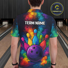 Load image into Gallery viewer, Colorful smoke Bowling Polo, Quarter Zip Shirt for Men Custom Bowling Team shirts for bowlers NQS10646