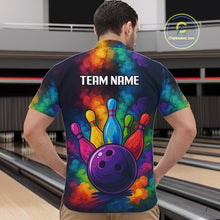 Load image into Gallery viewer, Colorful smoke Bowling Polo, Quarter Zip Shirt for Men Custom Bowling Team shirts for bowlers NQS10646
