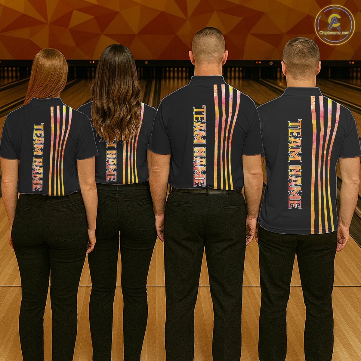 Personalized Watercolor Stripes Retro Bowling Team Shirts For Men, Black Bowling Attire For Men NQS11652