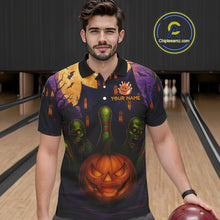 Load image into Gallery viewer, Funny Pumpkin Halloween Bowling Polo, Quarter Zip Shirts For Men Custom Bowling Team Jersey NQS10668