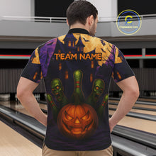 Load image into Gallery viewer, Funny Pumpkin Halloween Bowling Polo, Quarter Zip Shirts For Men Custom Bowling Team Jersey NQS10668