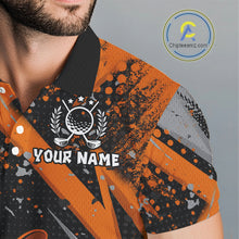 Load image into Gallery viewer, Custom Funny Turkey Mens Golf tops Black &amp; Orange camo Thanksgiving Golf polo shirt for men NQS10672