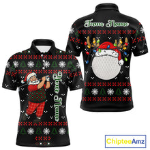 Load image into Gallery viewer, Funny Ugly Christmas pattern Santa Golf Polo Shirts For Men Custom best Mens golf wear, golfing gifts NQS11067