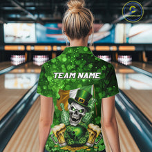 Load image into Gallery viewer, Custom Funny Skull Bowling and Beer Ireland Flag Green St Patrick Team Bowling Jerseys For Women NQS11484