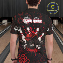 Load image into Gallery viewer, Funny Black and Red Bowling Cowboy gun Men bowling polo, 1/4 zip shirts Custom bowling team jersey NQS10690