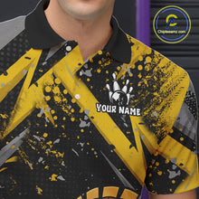 Load image into Gallery viewer, Custom Funny Turkey Bowling Jersey Black and Yellow Thanksgiving Bowling Team Men Polo, 1/4 Zip Shirt NQS10900
