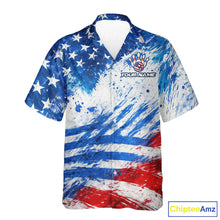 Load image into Gallery viewer, Red, White &amp; Blue American Flag Bowling Hawaiian Shirt Custom patriotic Team Bowling Button-up shirt NQS11505