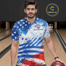 Load image into Gallery viewer, Red, White and Blue American Flag Bowling Shirts For Men Custom patriotic Team Bowling Jerseys NQS11505