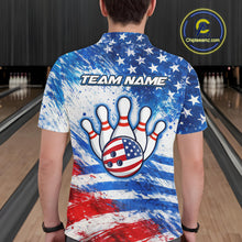 Load image into Gallery viewer, Red, White and Blue American Flag Bowling Shirts For Men Custom patriotic Team Bowling Jerseys NQS11505