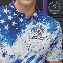 Load image into Gallery viewer, Red, White and Blue American Flag Bowling Shirts For Men Custom patriotic Team Bowling Jerseys NQS11505