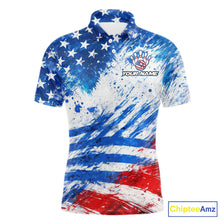 Load image into Gallery viewer, Red, White and Blue American Flag Bowling Shirts For Men Custom patriotic Team Bowling Jerseys NQS11505