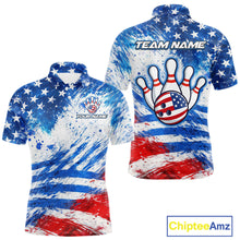 Load image into Gallery viewer, Red, White and Blue American Flag Bowling Shirts For Men Custom patriotic Team Bowling Jerseys NQS11505