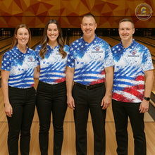 Load image into Gallery viewer, Red, White and Blue American Flag Bowling Shirts For Men Custom patriotic Team Bowling Jerseys NQS11505
