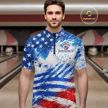 Load image into Gallery viewer, Red, White and Blue American Flag Bowling Shirts For Men Custom patriotic Team Bowling Jerseys NQS11505