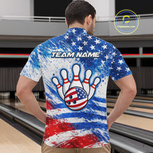 Load image into Gallery viewer, Red, White and Blue American Flag Bowling Shirts For Men Custom patriotic Team Bowling Jerseys NQS11505