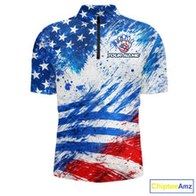 Load image into Gallery viewer, Red, White and Blue American Flag Bowling Shirts For Men Custom patriotic Team Bowling Jerseys NQS11505