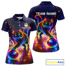 Load image into Gallery viewer, Personalized Bowling Shirts for Women Custom Cat Team Bowling Apparel, Colorful Neon bowling shirts NQS11517