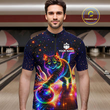 Load image into Gallery viewer, Personalized Bowling Shirts for Men Custom Cat Team Bowling Apparel, Colorful Neon bowling shirts NQS11517
