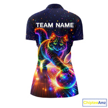 Load image into Gallery viewer, Personalized Bowling Shirts for Women Custom Cat Team Bowling Apparel, Colorful Neon bowling shirts NQS11517