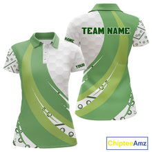 Load image into Gallery viewer, White and Green Golf pattern polo golf shirt for Women Custom ladies&#39;s golf outfit, unique golf gifts NQS11107