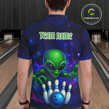 Load image into Gallery viewer, Funny Galaxy Alien Bowling Polo, 1/4 Zip Shirt For Men Custom Bowling Team Outfit, Gift For Bowler NQS10729