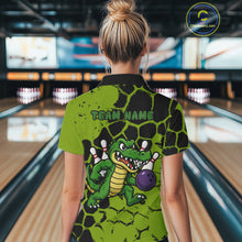 Load image into Gallery viewer, Black and Green Funny Alligator Bowling shirts for Women, Alligator Bowling Team Jersey NQS10739