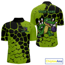 Load image into Gallery viewer, Black and Green Funny Alligator Bowling shirts for Men, Alligator Bowling Team Jersey NQS10739