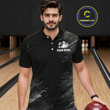 Load image into Gallery viewer, Black and silver Flame Bowling Shirts For Men Custom Team Bowling jerseys, Gift For Bowlers NQS11341
