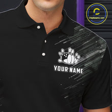 Load image into Gallery viewer, Black and silver Flame Bowling Shirts For Men Custom Team Bowling jerseys, Gift For Bowlers NQS11341