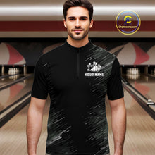 Load image into Gallery viewer, Black and silver Flame Bowling Shirts For Men Custom Team Bowling jerseys, Gift For Bowlers NQS11341