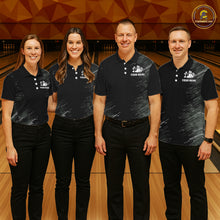Load image into Gallery viewer, Black and silver Flame Bowling Shirts For Men Custom Team Bowling jerseys, Gift For Bowlers NQS11341