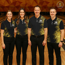 Load image into Gallery viewer, Black and Gold Flame Bowling Shirts For Men Custom Team Bowling jerseys, Gift For Bowlers NQS11342