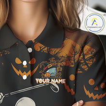 Load image into Gallery viewer, Funny black and orange Ghost Golfer Halloween Golf Polo Shirt For Women Custom golf attire for ladies NQS10767