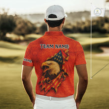 Load image into Gallery viewer, American Flag Eagle Orange spider web Halloween Golf Polo Shirt For Men Custom mens golf outfit NQS10774