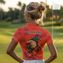 Load image into Gallery viewer, American Flag Eagle Orange spider web Halloween Golf Polo Shirt For Women Custom ladies golf outfit NQS10774