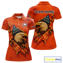 Load image into Gallery viewer, American Flag Eagle Orange spider web Halloween Golf Polo Shirt For Women Custom ladies golf outfit NQS10774