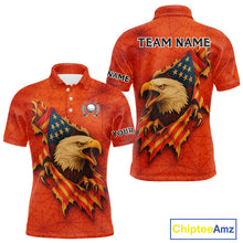 Load image into Gallery viewer, American Flag Eagle Orange spider web Halloween Golf Polo Shirt For Men Custom mens golf outfit NQS10774