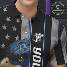 Load image into Gallery viewer, Black American Flag Eagle Bowling Shirts For Men Custom Patriotic Bowling Team Jerseys NQS11152