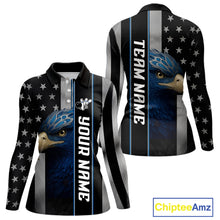 Load image into Gallery viewer, Black American Flag Eagle Bowling Shirts For Women Custom Patriotic Bowling Team Jerseys NQS11152