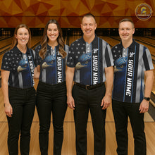 Load image into Gallery viewer, Black American Flag Eagle Bowling Shirts For Men Custom Patriotic Bowling Team Jerseys NQS11152