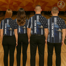 Load image into Gallery viewer, Black American Flag Eagle Bowling Shirts For Men Custom Patriotic Bowling Team Jerseys NQS11152