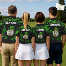 Load image into Gallery viewer, Black and Green Shamrock Funny Golf Polo Shirt For Women Custom St Patrick&#39;s Day ladies golf outfit NQS11164