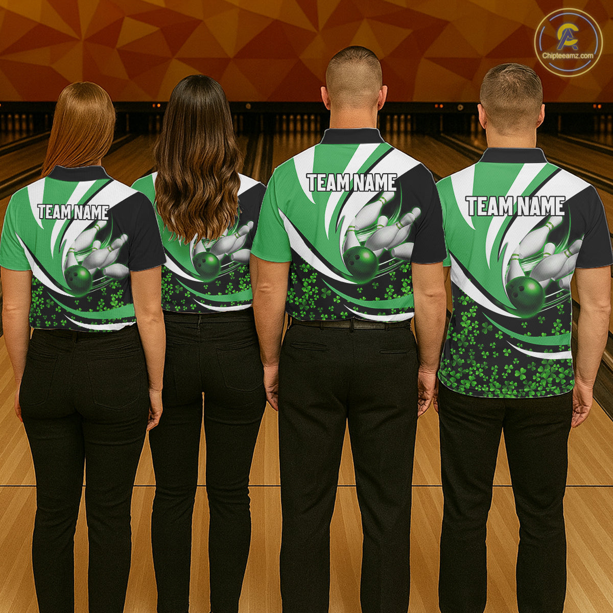 Green shamrock pattern Bowling Shirts For Men custom St Patrick's Day bowling outfits team jerseys NQS11166