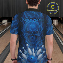 Load image into Gallery viewer, Blue Smoke Flame Skull Bowling shirts for Men custom Bowling Team Jersey, Gift For Bowler NQS10810