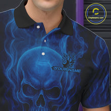 Load image into Gallery viewer, Blue Smoke Flame Skull Bowling shirts for Men custom Bowling Team Jersey, Gift For Bowler NQS10810